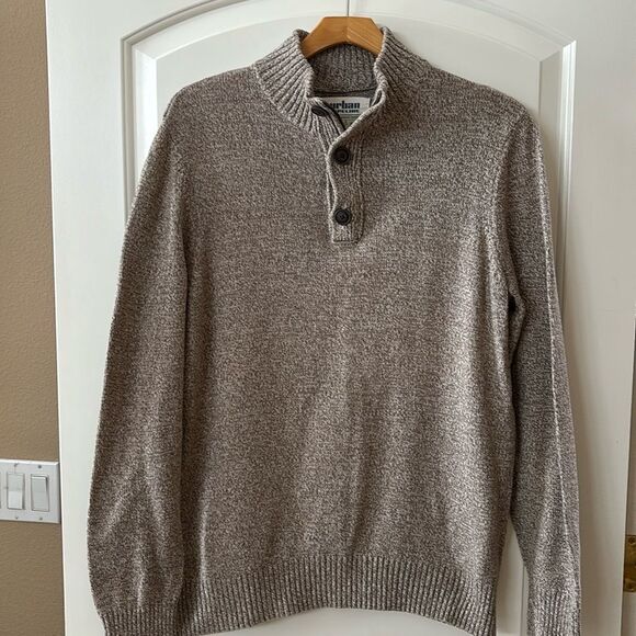 Vintage Brown Sweater Men's XL‎ Quarter pullover fall holiday tailgate outdoor - Picture 1 of 9